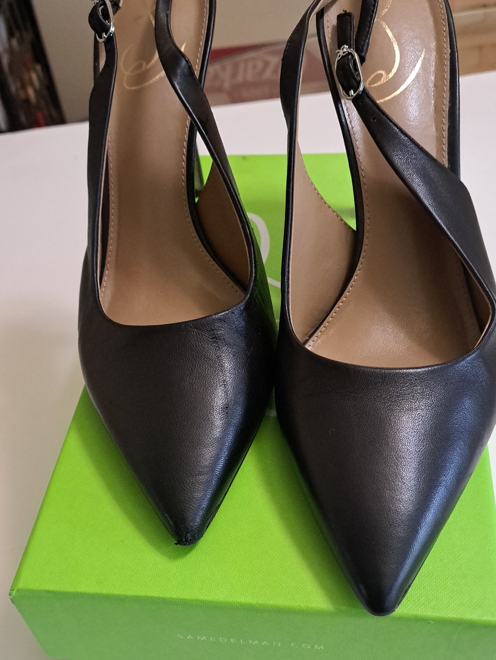 Sam Edelman Black Pointed Slingback Heels - Women